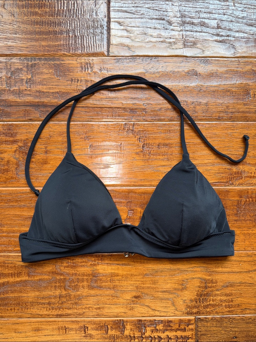Victoria’s Secret Black Triangle String Padded Swim Top, Medium